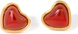 18K Gold Plated Agate Studs Earrings | Hypoallergenic Lightweight Studs | Ingenious Design Earrings for Women