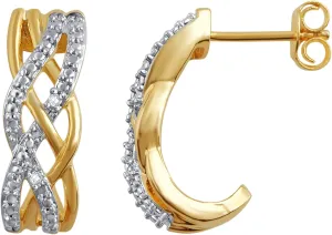 18K Gold Plated Diamond Accent Stud Earring