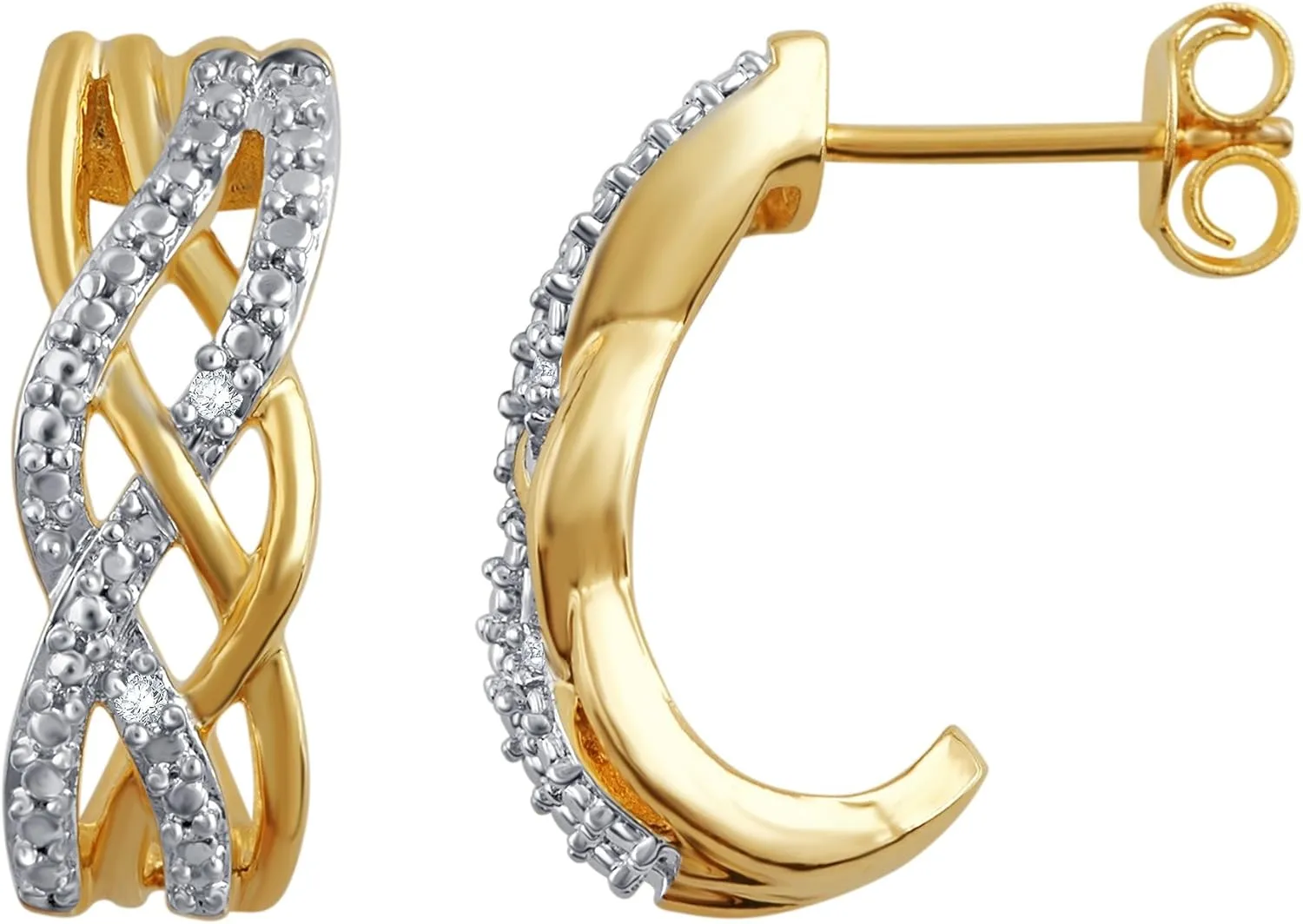 18K Gold Plated Diamond Accent Stud Earring