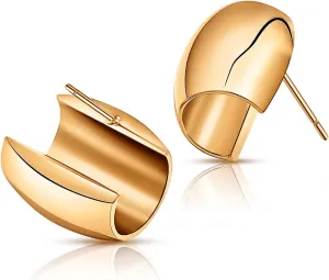 18K Gold-Plated Dome Stud Earrings for Women, Minimalist Stainless Steel Jewelry, Tarnish-Resistant, Durable, and Elegant Design for Everyday or Special Occasions