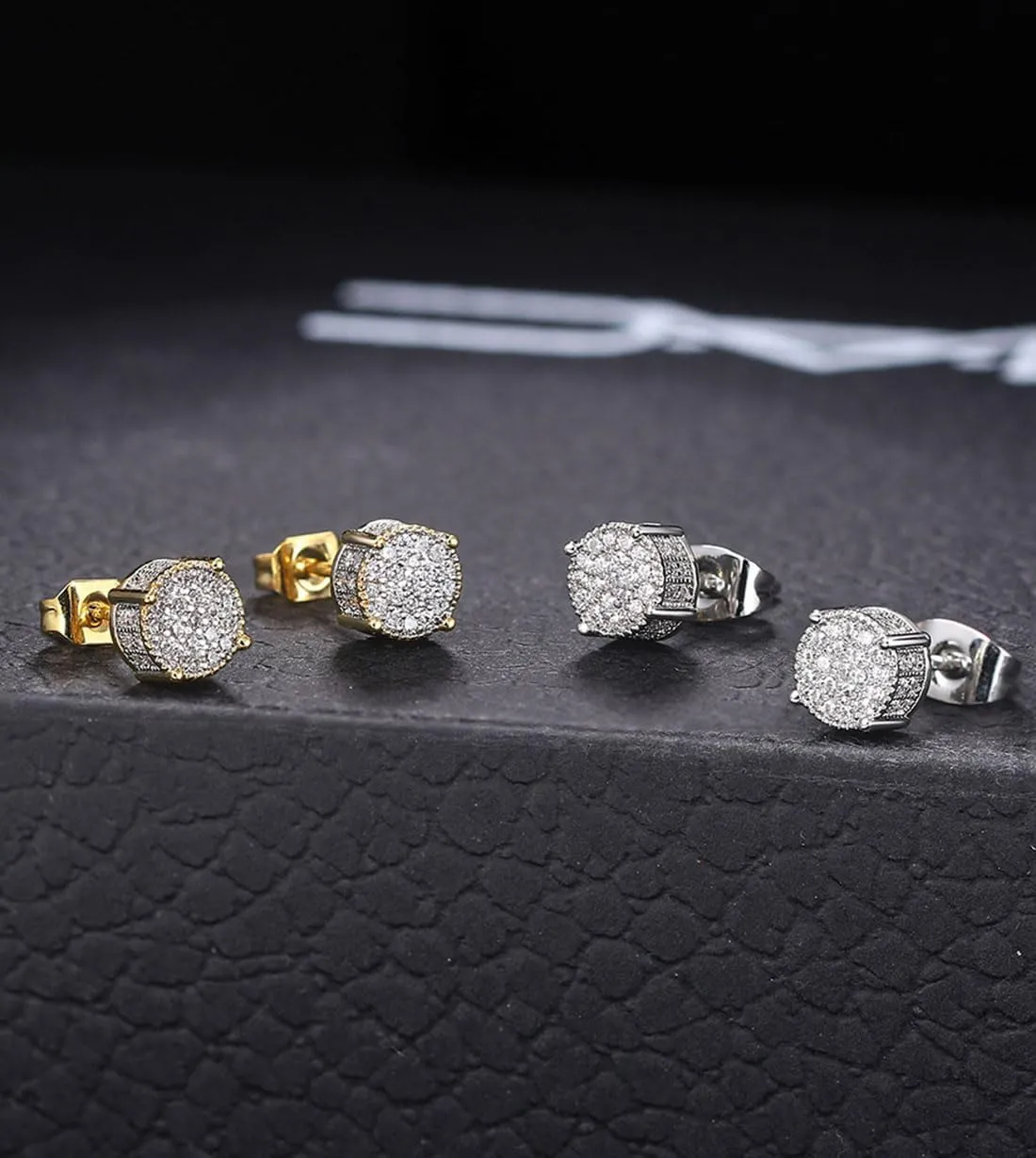 18K Gold Plated Post Stud Earrings Cubic Zirconia Stud Earrings for Women Men Hip Hop Jewelry