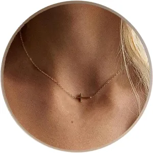 18K Gold Plated Tiny Cross Pendant Necklace, Dainty Elegant Mini Small Cross Pendant Jewelry for Women