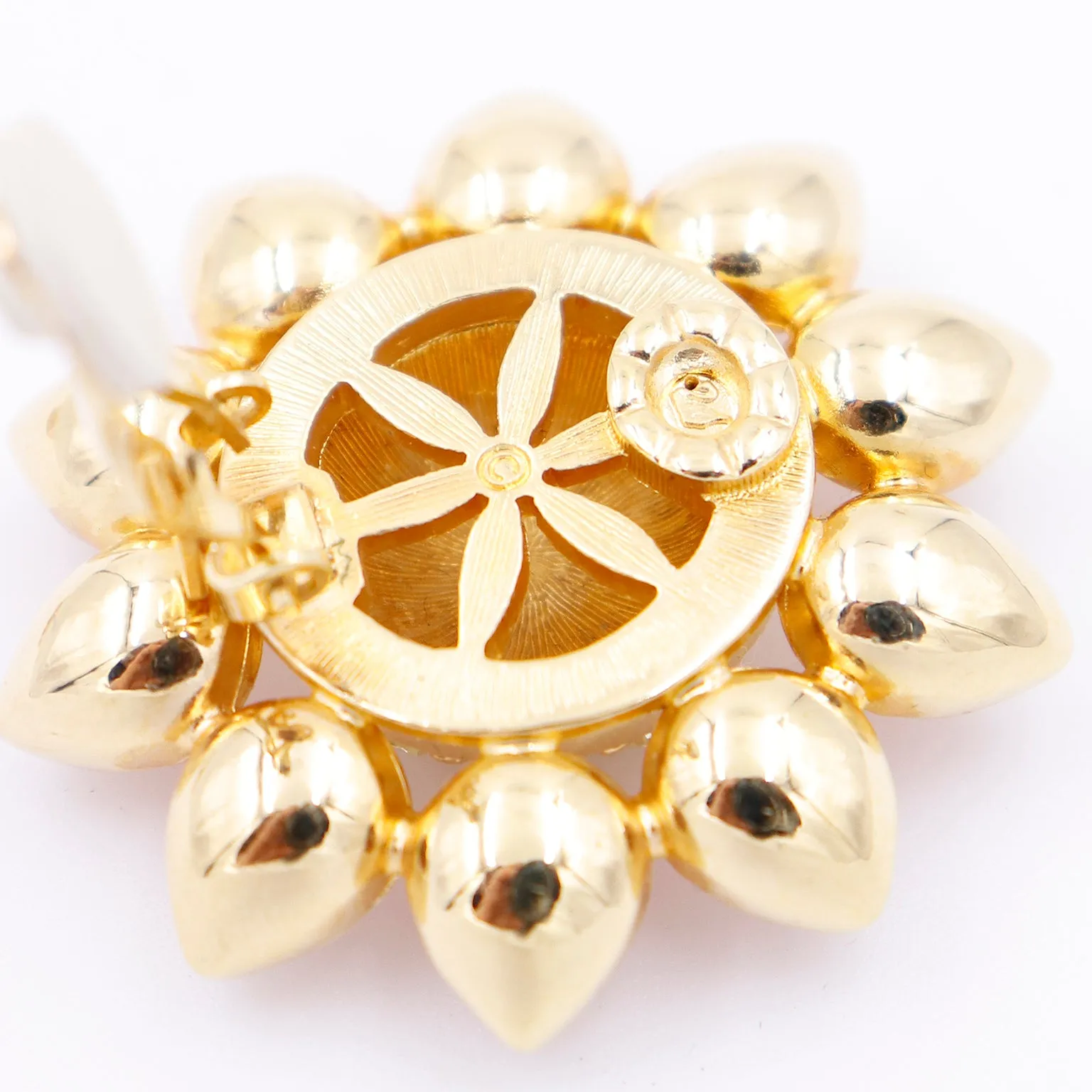 1990s Swarovski Crystal Pink & Yellow Crystal Flower Brooch & Earrings Set