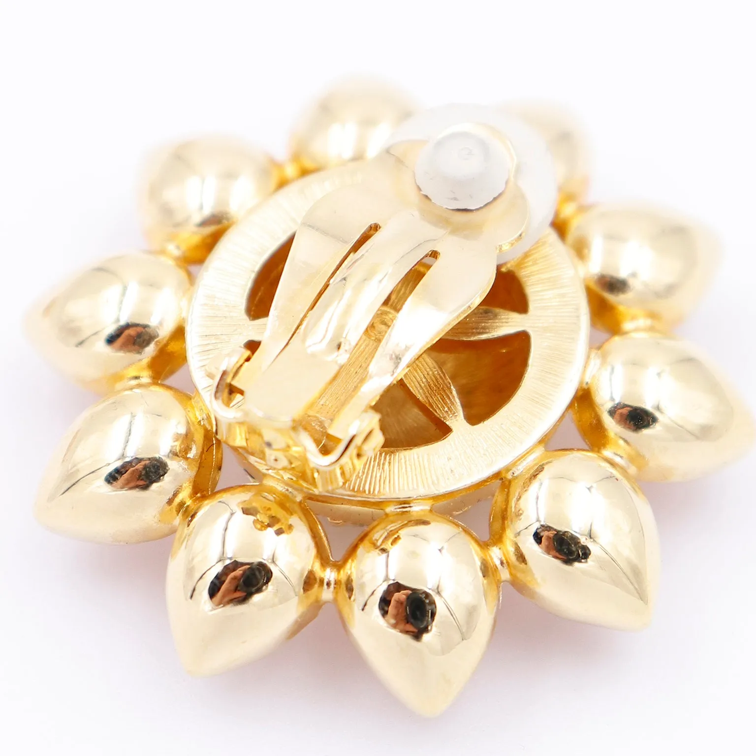 1990s Swarovski Crystal Pink & Yellow Crystal Flower Brooch & Earrings Set