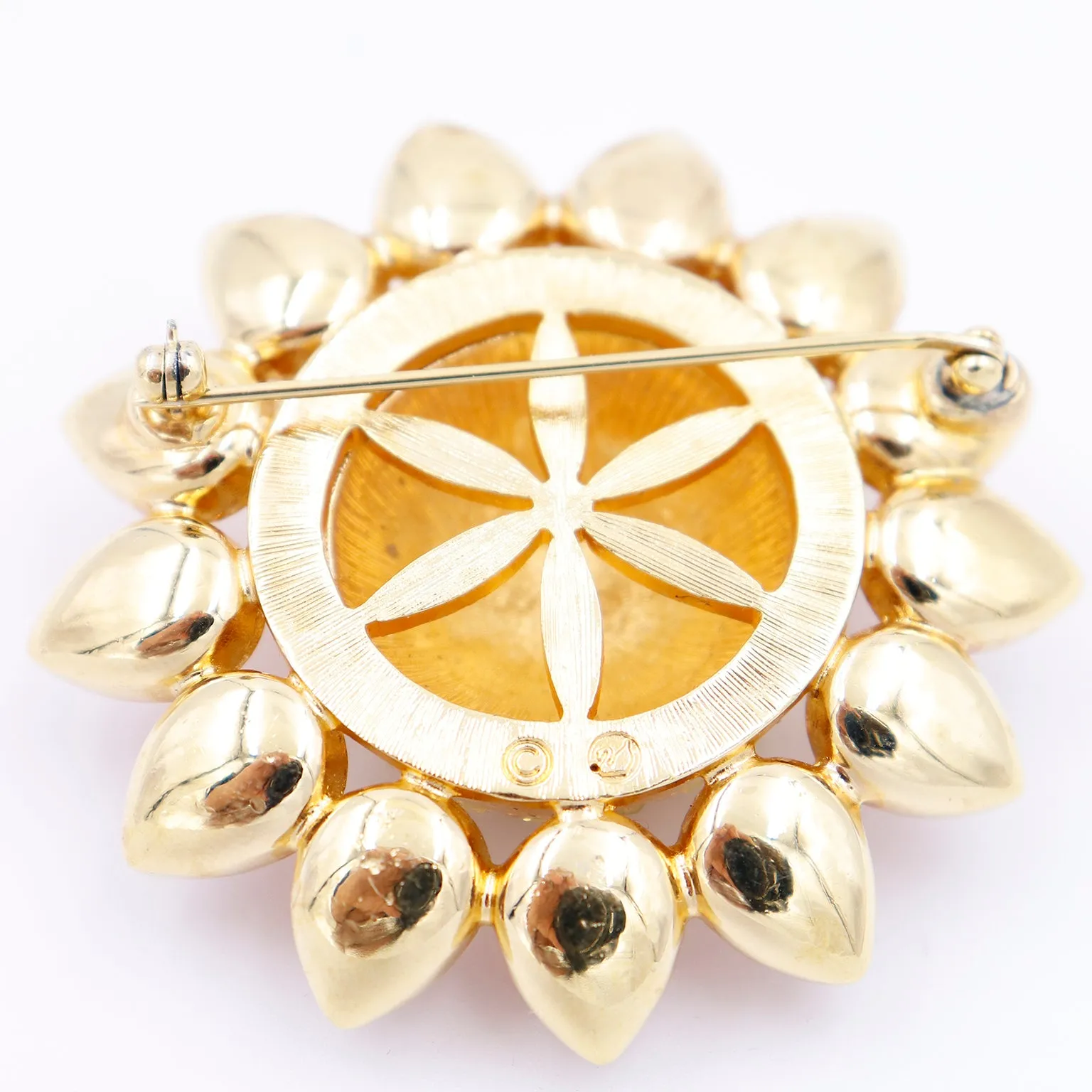 1990s Swarovski Crystal Pink & Yellow Crystal Flower Brooch & Earrings Set