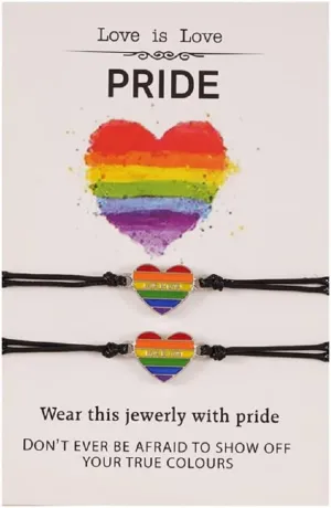 2 PCS Rainbow LGBT Pride Bracelet for Men Women Card Adjustable Handmade Braided Friendship String Bracelet Beaded Rainbow Pride Rope Bracelet for Gay&Lesbian - Style 1