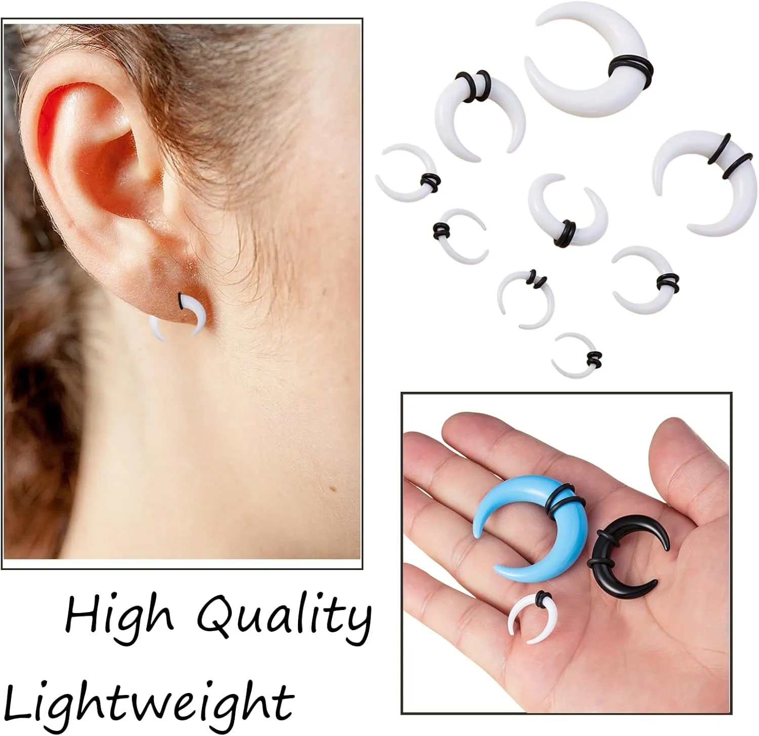 20 Pcs Ear Stretching Kit Buffalo Pincher Septum Piercing Jewelry 14G 12G 10G 8G 6G 4G 2G 0G 00G Septum Rings Nose Septum Stretching Kit for Women Men