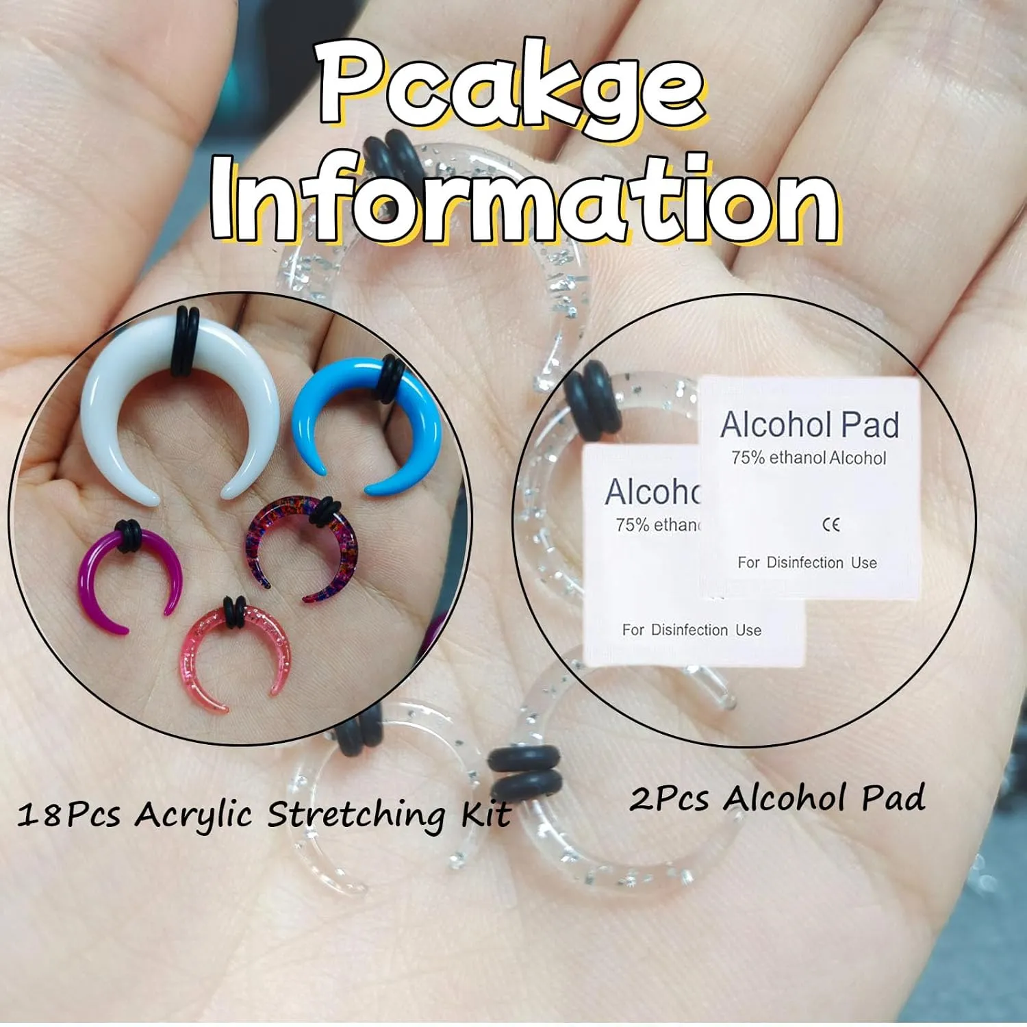 20 Pcs Ear Stretching Kit Buffalo Pincher Septum Piercing Jewelry 14G 12G 10G 8G 6G 4G 2G 0G 00G Septum Rings Nose Septum Stretching Kit for Women Men