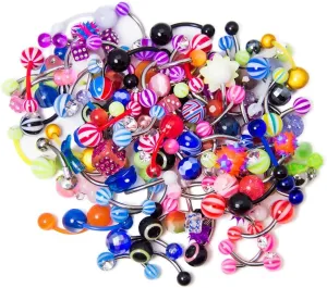 20 Pieces Belly Button Rings Barbells Colorful Body Piercing Jewelry Navel Barbell Body Stainless Steel Belly Button Rings Body Piercing Jewelry