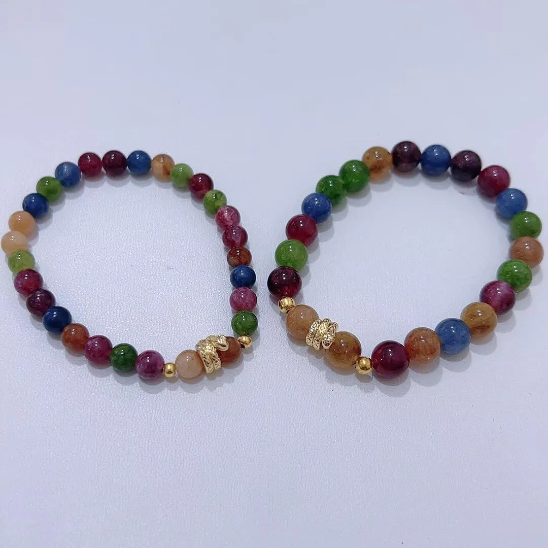 2025 New Year of Snake Bracelet Crystal Stone Beaded Snake Charm Bracelets Adjustable Chinese Zodiac Feng Shui Lucky Amulet Stretch Bracelet for Women Men New Year Jewelry Gifts