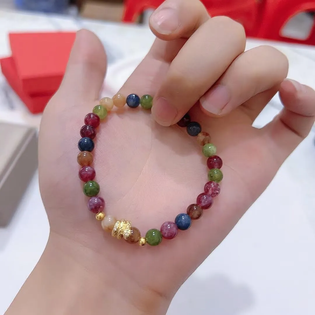 2025 New Year of Snake Bracelet Crystal Stone Beaded Snake Charm Bracelets Adjustable Chinese Zodiac Feng Shui Lucky Amulet Stretch Bracelet for Women Men New Year Jewelry Gifts