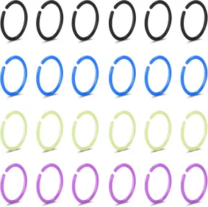 20G Nose Ear Rings Hoop Plastic Acrylic Colorful Bioflex Flexible Nose Piercing Retainer Rings Cartilage Bioplastic Hoop Studs Nostril Piercing Jewelry for Work Surgery Sports Women Men