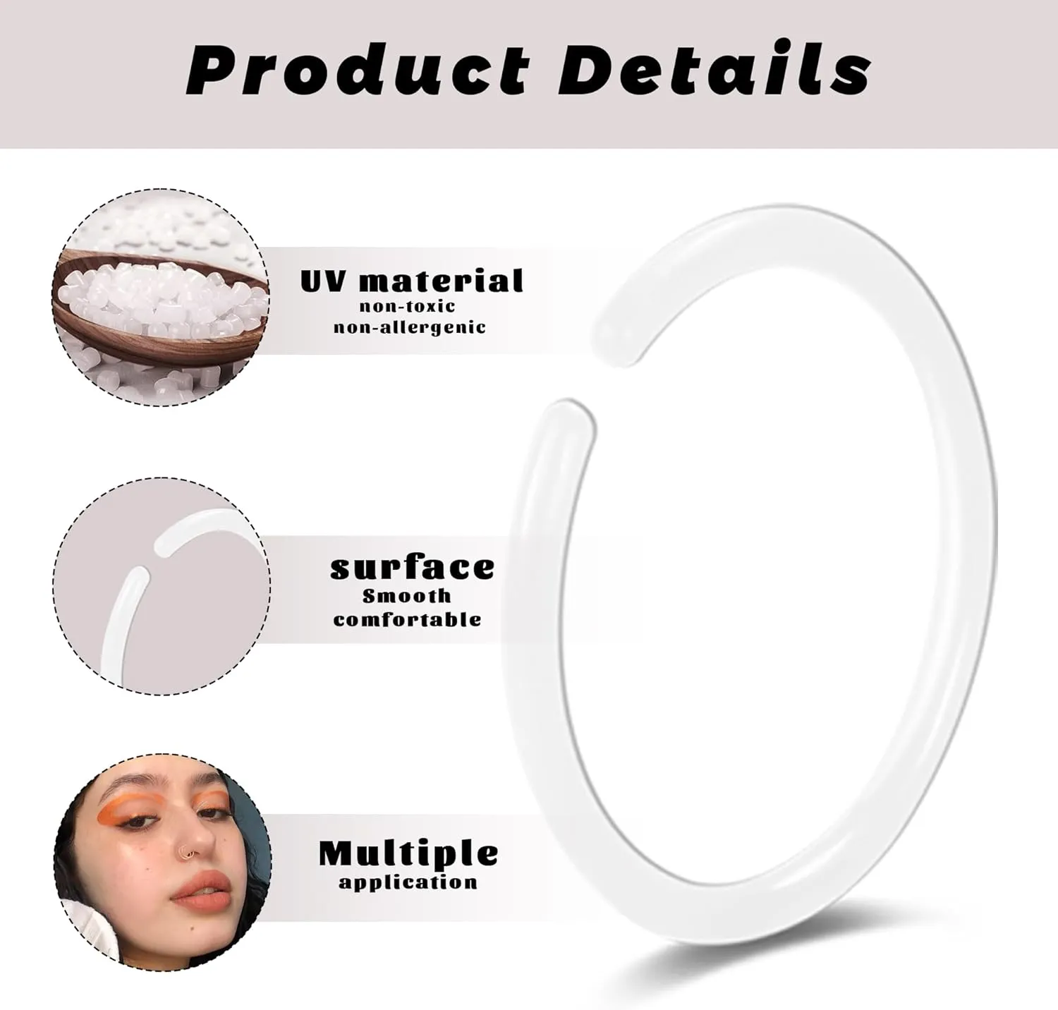 20G Nose Ear Rings Hoop Plastic Acrylic Colorful Bioflex Flexible Nose Piercing Retainer Rings Cartilage Bioplastic Hoop Studs Nostril Piercing Jewelry for Work Surgery Sports Women Men