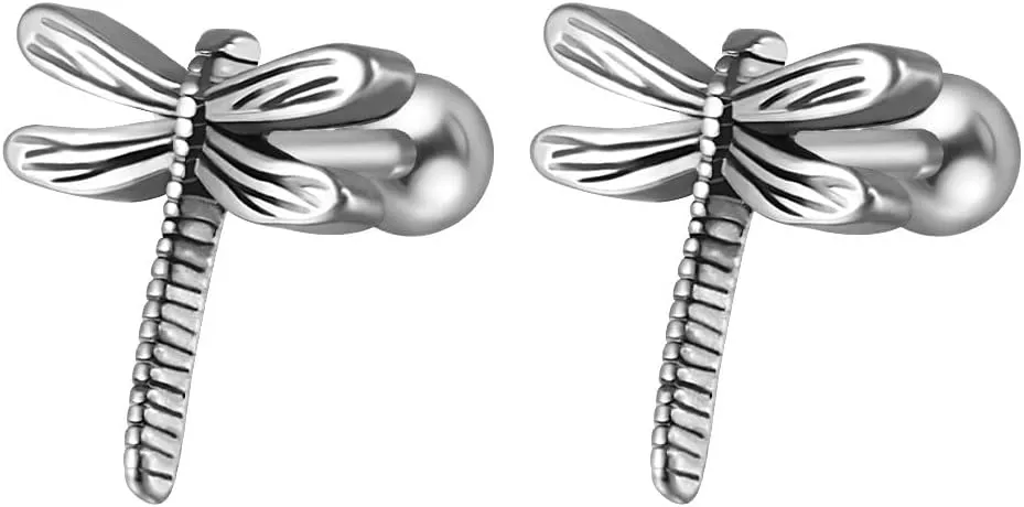 20G Stainless Steel Dragonfly Cartilage Stud Earrings for Women Minimalist Insect Small Animals Conch Helix Tragus Cartilage Earring Studs Statement Cartilage Piercing Jewelry