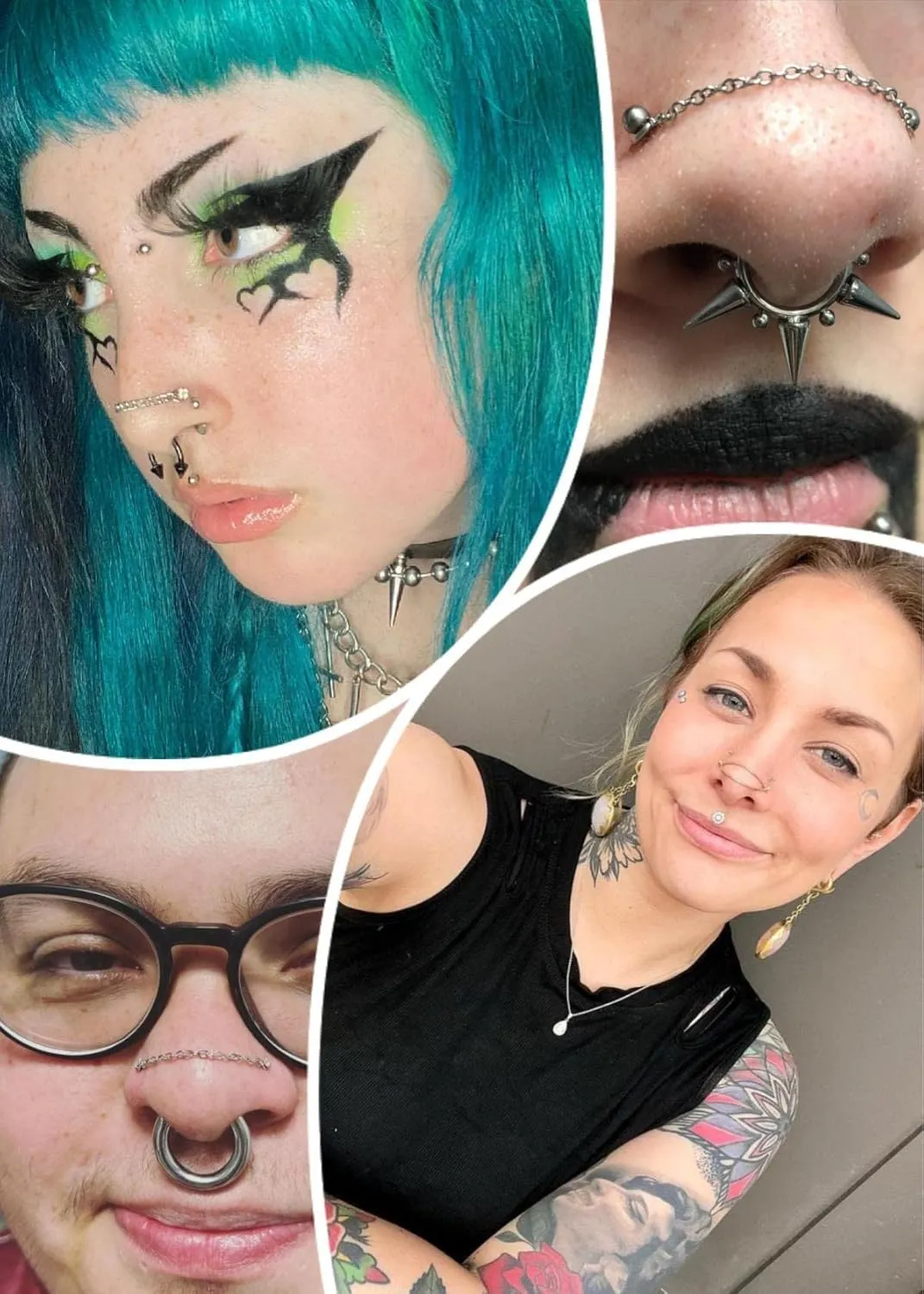 20G Stainlesss Steel Nose Rings Stud Nose Chain Piercing Across Double Nose Stud Womens Nostril Piercing Jewelry