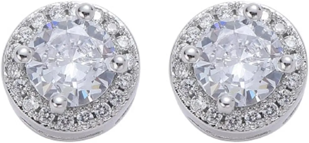 24K Gold Plated Iced Out CZ Hip Hop Stud Earrings Party Cubic Zirconia Earrings for Men Women