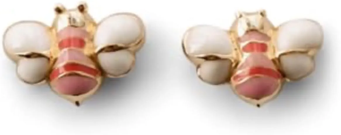 24K Gold Plated Pink Bumblebee Stud Earrings for Women