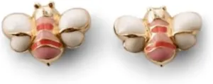 24K Gold Plated Pink Bumblebee Stud Earrings for Women