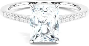 2.50 CT Radiant Cut Moissanite Engagement Rings Solid 14K White Gold/925 Sterling Silver Hidden Halo Ring For Women Wedding Ring