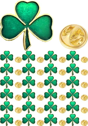 25/50/100/200 pieces small St. Patrick's Day Clover Lapel Pins Shamrock Pin Brooches Patrick Day Three Leaf Clover Pins for women Irish festivals Souvenir gift bulk