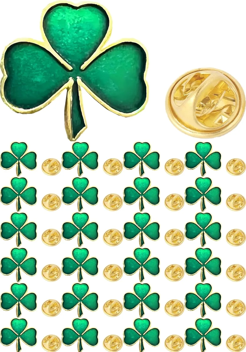 25/50/100/200 pieces small St. Patrick's Day Clover Lapel Pins Shamrock Pin Brooches Patrick Day Three Leaf Clover Pins for women Irish festivals Souvenir gift bulk