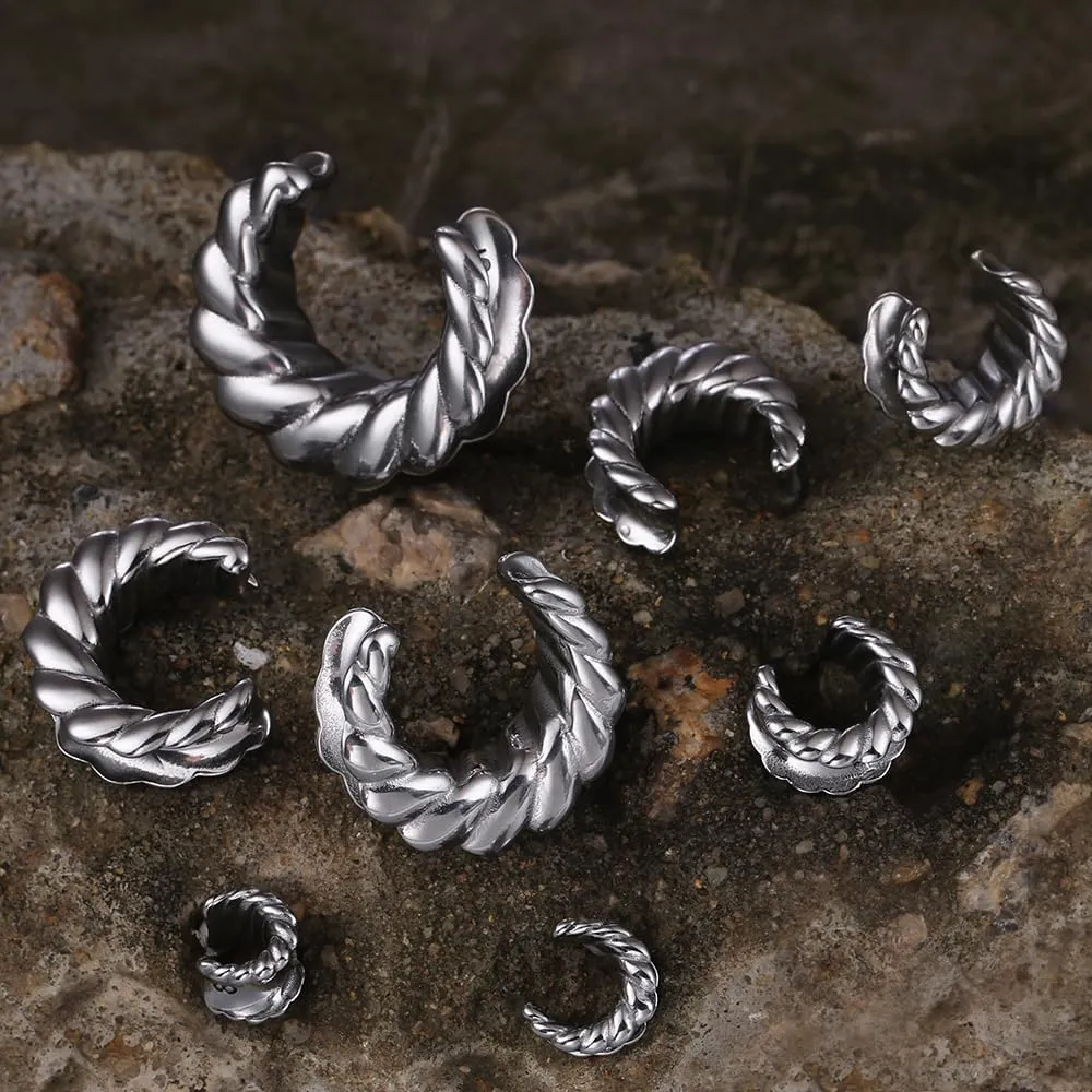 2PCS Classic Saddle Plugs Gauges Tunnels for Stretched Ears, Hypoallergenic 316 Stainless Steel Ear Plugs Tunels Gauuges 8mm-25mm (0G-1") Body Piercing Jewelry for Women Men
