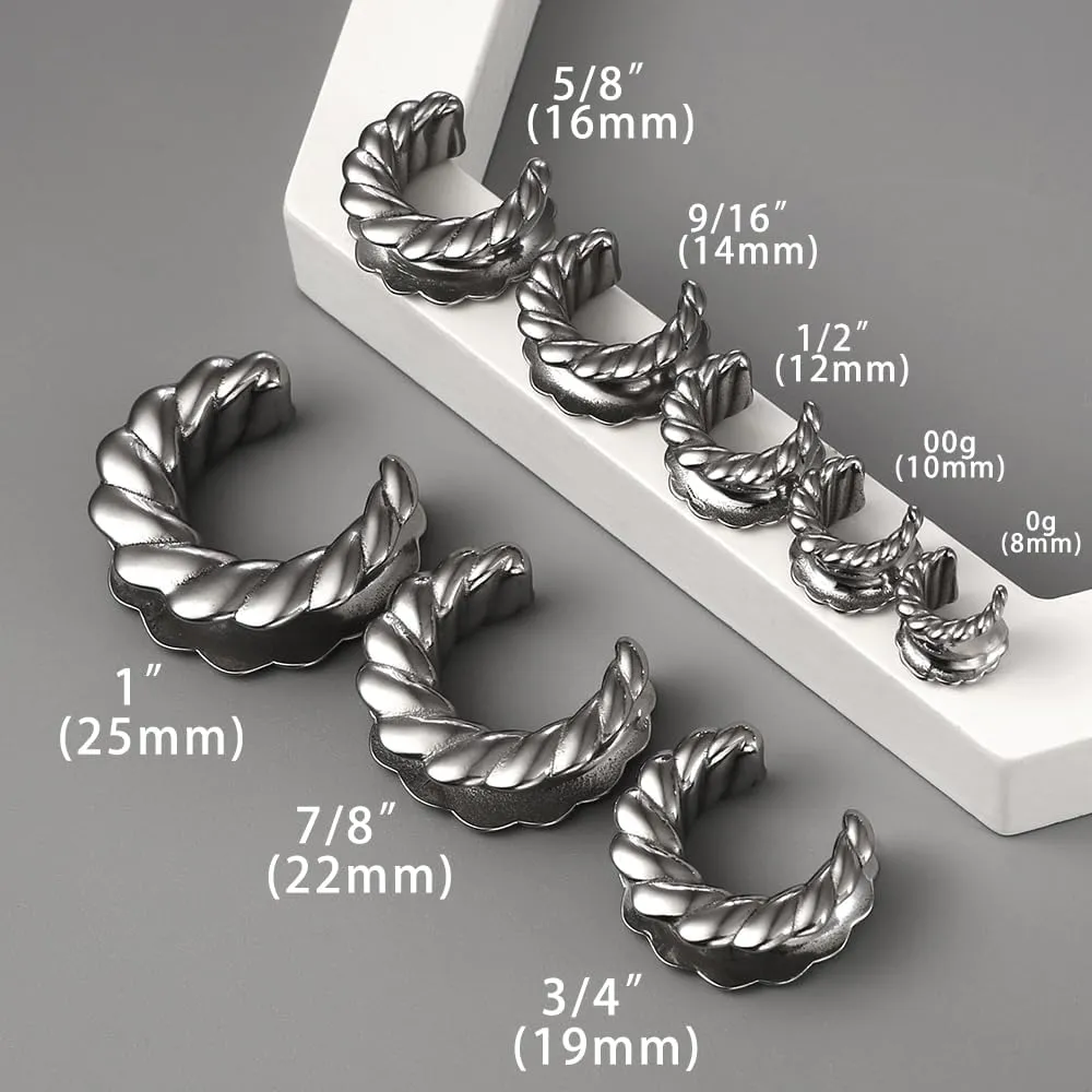 2PCS Classic Saddle Plugs Gauges Tunnels for Stretched Ears, Hypoallergenic 316 Stainless Steel Ear Plugs Tunels Gauuges 8mm-25mm (0G-1") Body Piercing Jewelry for Women Men