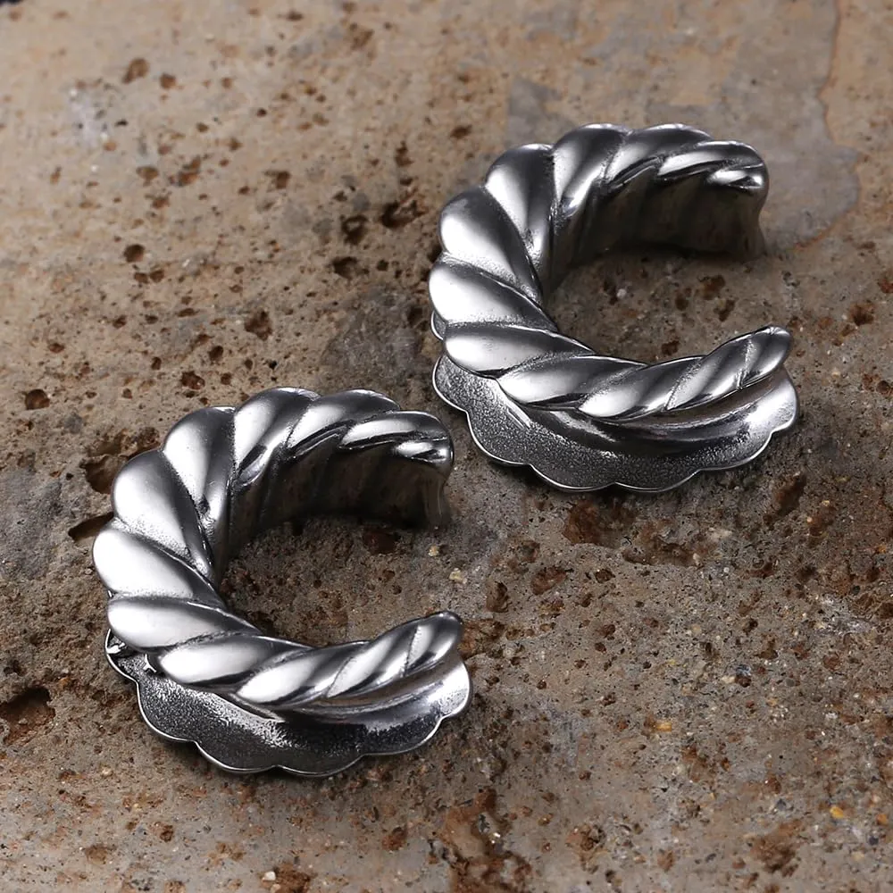 2PCS Classic Saddle Plugs Gauges Tunnels for Stretched Ears, Hypoallergenic 316 Stainless Steel Ear Plugs Tunels Gauuges 8mm-25mm (0G-1") Body Piercing Jewelry for Women Men