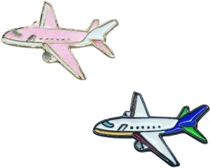 2pcs Cute Airplane Brooches for Women Girls Fashion Enameled Flying Plane Lapel Pins Badge Dress Suit Scarft Accessories Holiday Party Jewelry Unisex Souvenir Gifts for Flight Crew Aviator Lover