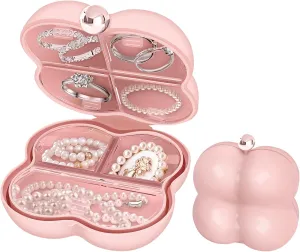 2PCS Mini Clouded Shaped Travel Jewelry Box, Jewelry Ring Display Organiser Box and Storage for Lip Piercing Jewelry & Nose Piercing Jewelry, Best Gifts For Daughter, Girlfriend, Mom (Pink)