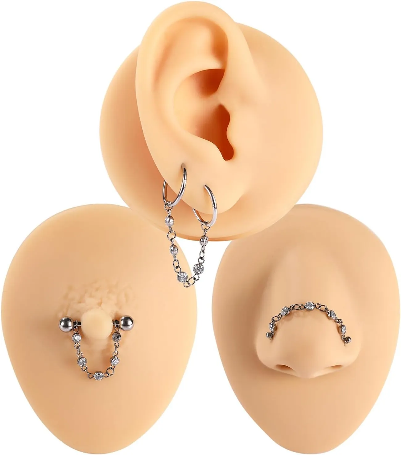 2pcs Nose Chain G23 Titanium Piercing Across Nose Piercing Jewelry Nostril Chain Bridge Conch Helix Facial Piercing Jewelry