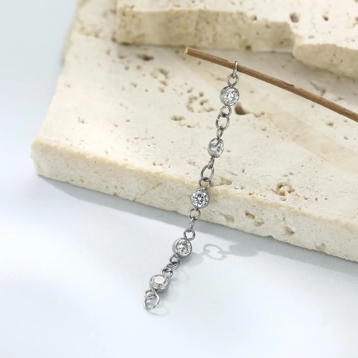 2pcs Nose Chain G23 Titanium Piercing Across Nose Piercing Jewelry Nostril Chain Bridge Conch Helix Facial Piercing Jewelry
