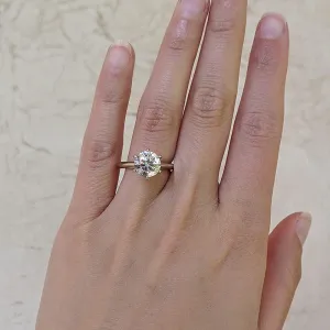 3 Carat Moissanite Solitaire Engagement Ring in Platinum Plated Silver (Certified, 9 MM)