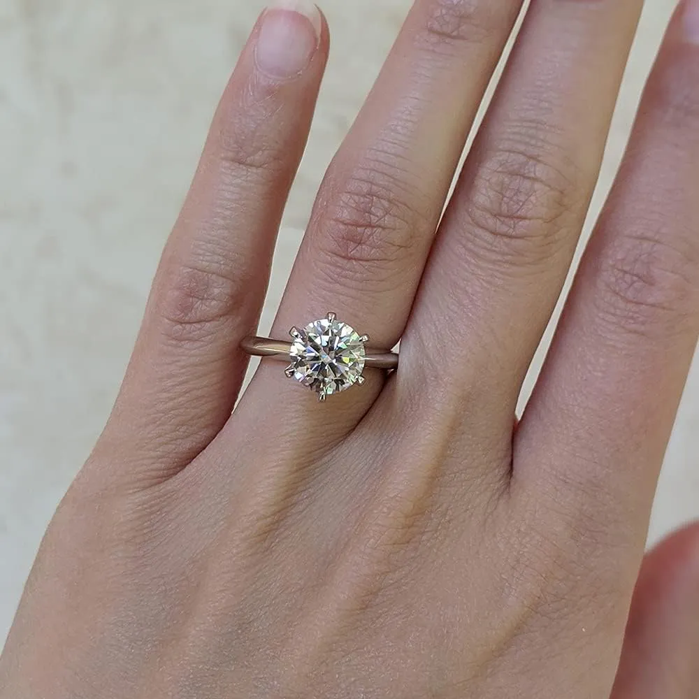 3 Carat Moissanite Solitaire Engagement Ring in Platinum Plated Silver (Certified, 9 MM)