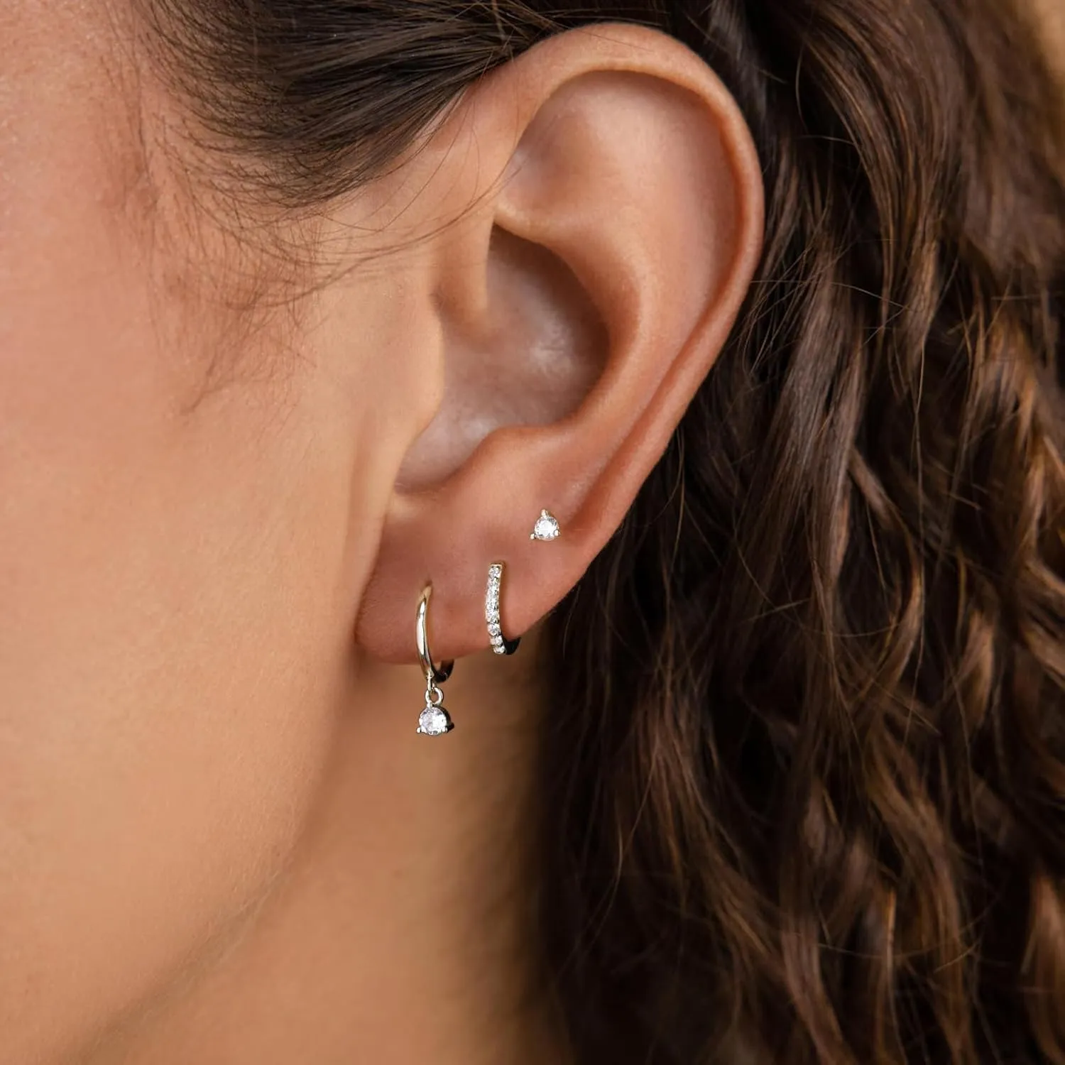 3 Pairs Dainty Hoop Earrings for Women 14K Gold/Silver Plated Hoop Earrings Set Small Huggie Earrings Stack Lightweight Open Earrings Jewelry