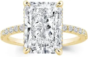 3.5/7.0ct Radiant Cut Engagement Ring for Women,Yellow Gold Plated Sterling Silver Simulated Diamond Promise Ring