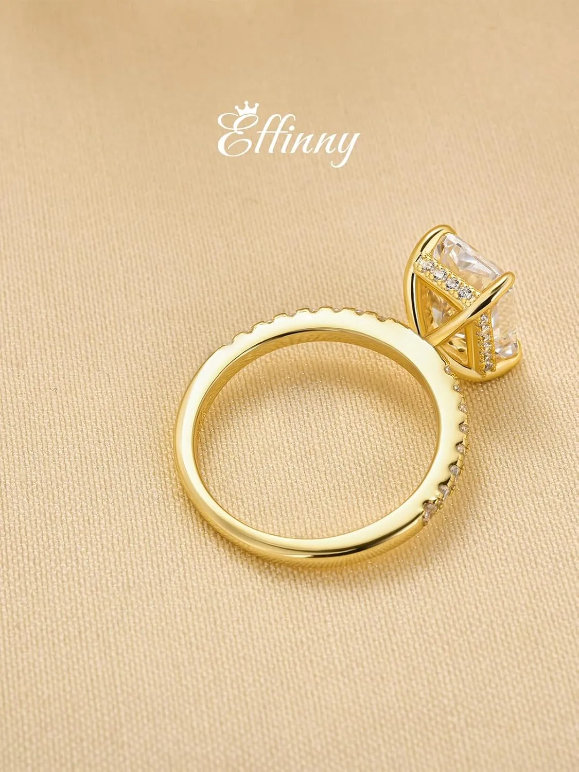 3.5/7.0ct Radiant Cut Engagement Ring for Women,Yellow Gold Plated Sterling Silver Simulated Diamond Promise Ring