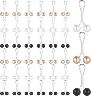36PCS Hijab Pins Wonderful Hijab Clips Multicolor Muslim Pearl Scarf Clips U Shape Headscarf Shawl Scarf Pearl Pins Scarfs Brooches Pin Jewelry Accessories for Women (White and Gold and Black)