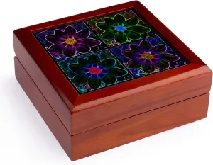 3dRose Cosmos Flower Collage in Neon Glow, Jewelry Box jb-8092-1