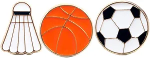 3pcs Cute Enamel Pins Basketball Lapel Pins Badminton Brooch Soccer Pin Badge Cartoon Lapel Pin Brooch Badge Cartoon Sports Brooch Pins for Gift DIY Accessory Clothing Bookbags Hat Decoration