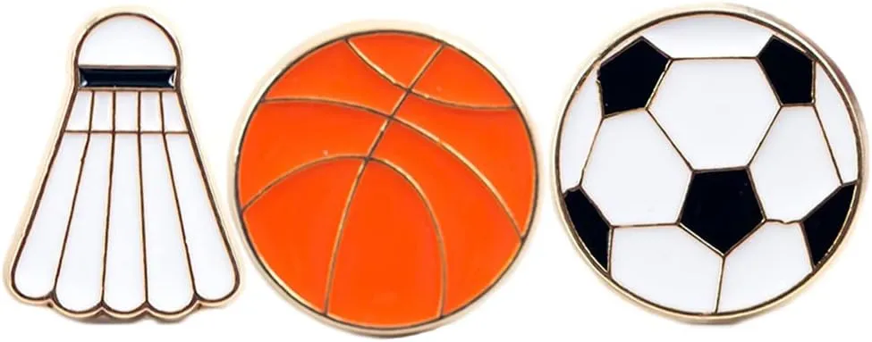 3pcs Cute Enamel Pins Basketball Lapel Pins Badminton Brooch Soccer Pin Badge Cartoon Lapel Pin Brooch Badge Cartoon Sports Brooch Pins for Gift DIY Accessory Clothing Bookbags Hat Decoration