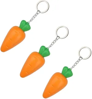 3PCS Mini Carrot Model Keychain Cute Novelty Ring Child Toy Gift Flashlight & Sound - PACK OF 3