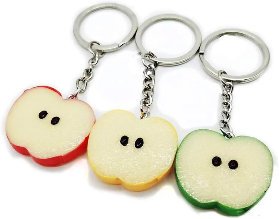 3PCS Mini Creative Fruit Keychain Resin Pendant Key Chain Ring Perfect Souvenir Novelty Child Gift