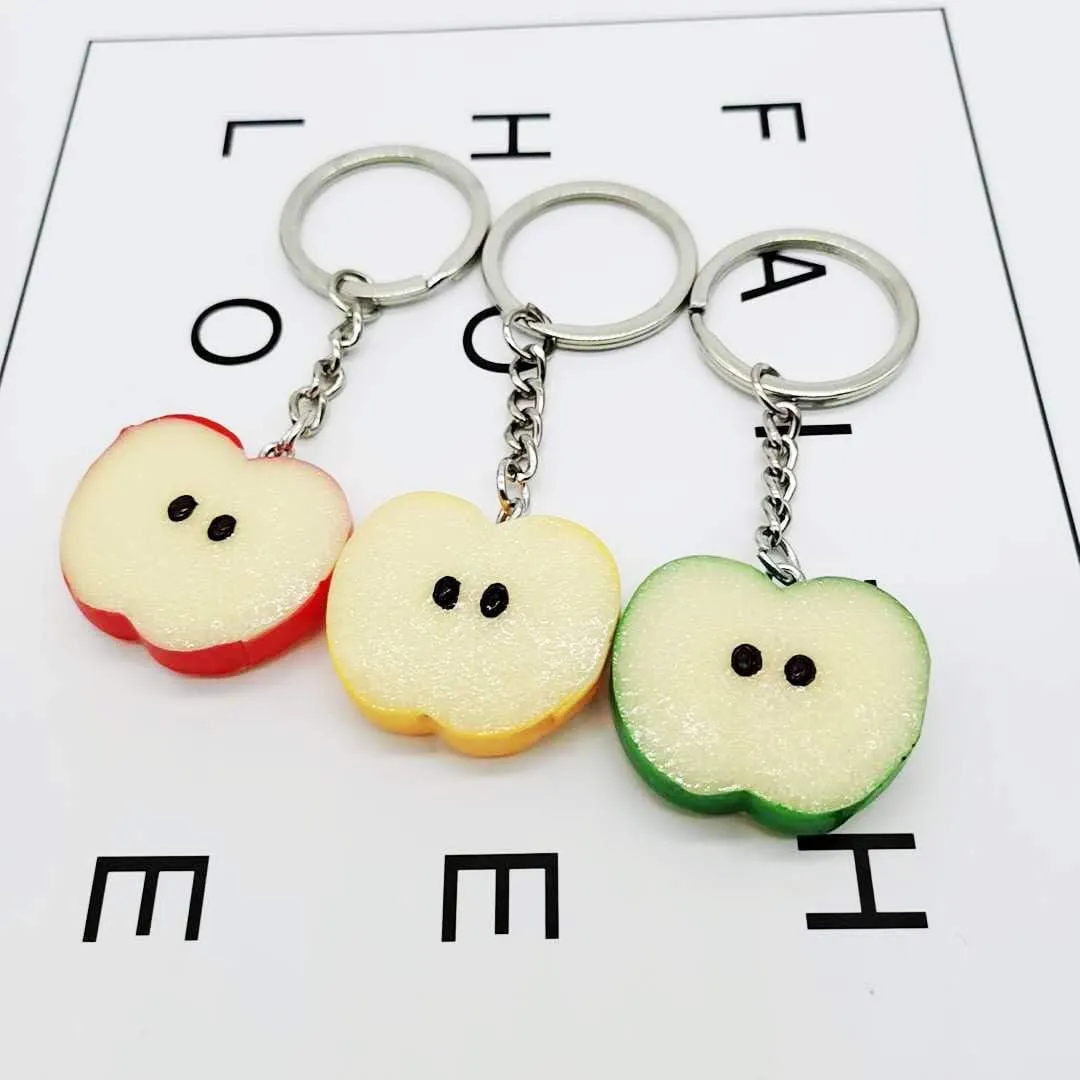3PCS Mini Creative Fruit Keychain Resin Pendant Key Chain Ring Perfect Souvenir Novelty Child Gift