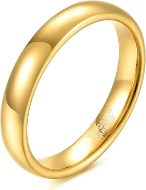 4mm 6mm 8mm Tungsten Rings for Men Women High Polish Domed Wedding Band Silver/Gold/Rose Gold Comfort Fit Size4-15