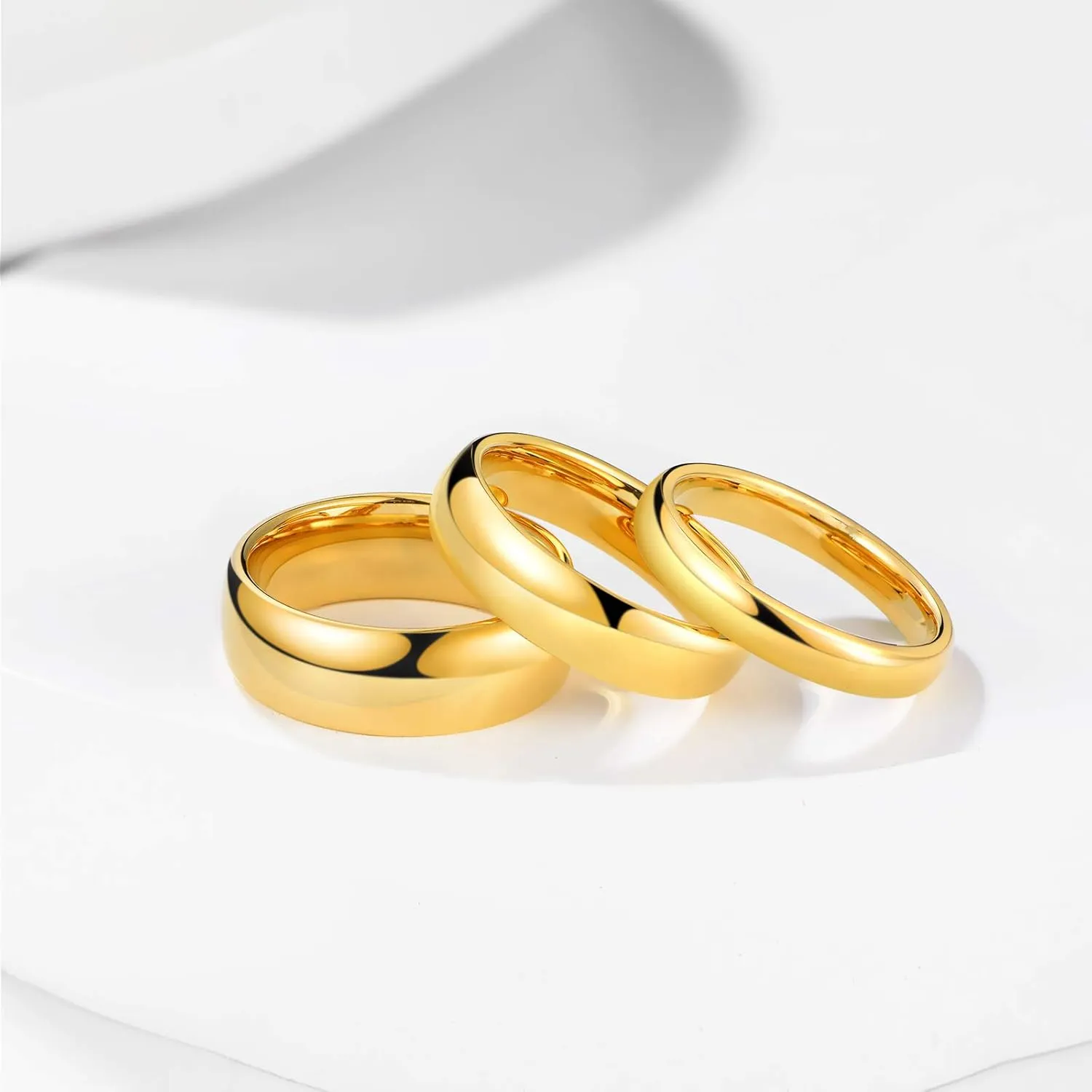 4mm 6mm 8mm Tungsten Rings for Men Women High Polish Domed Wedding Band Silver/Gold/Rose Gold Comfort Fit Size4-15