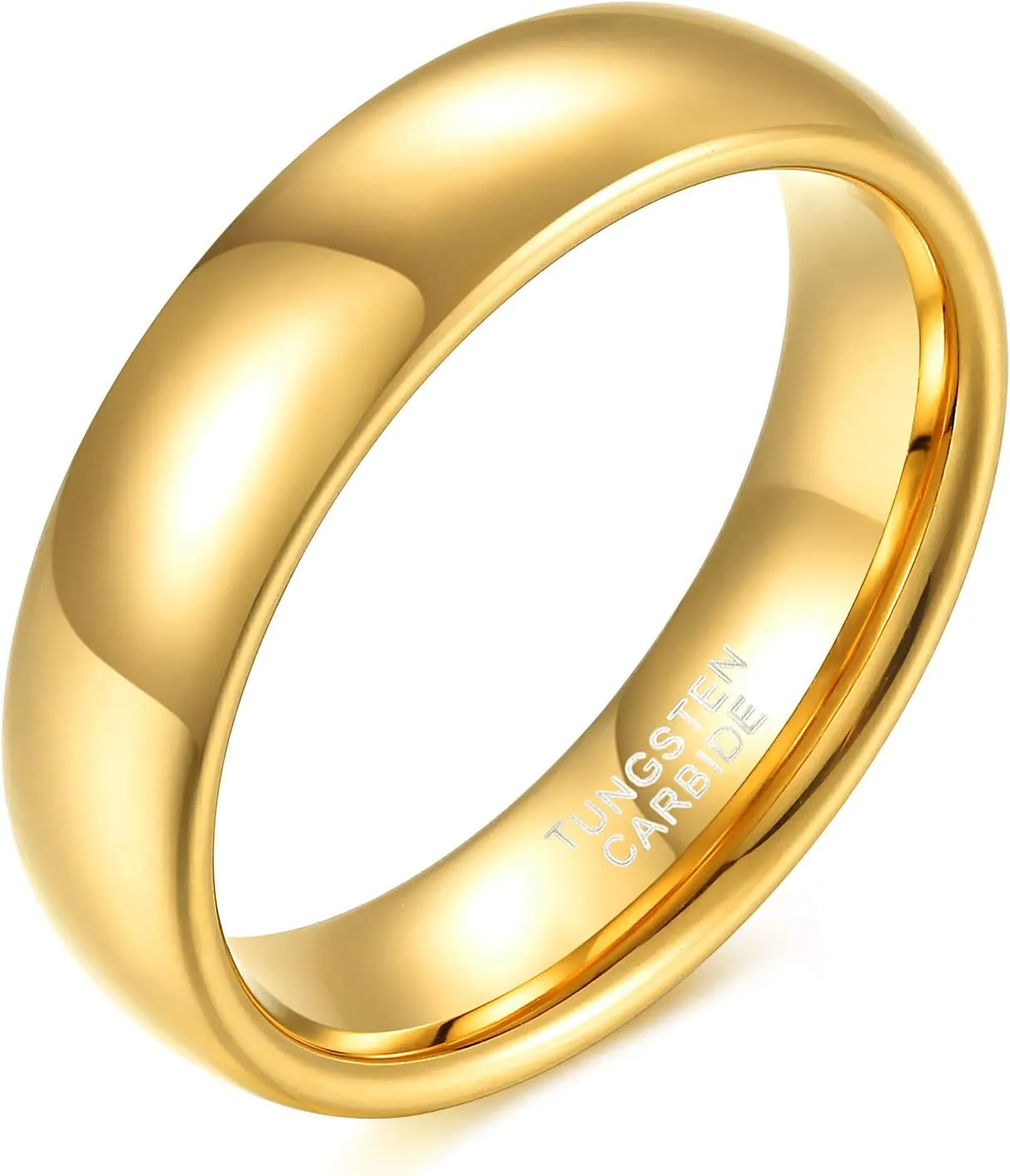 4mm 6mm 8mm Tungsten Rings for Men Women High Polish Domed Wedding Band Silver/Gold/Rose Gold Comfort Fit Size4-15