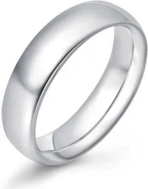 4mm 6mm Stainless Steel Rings Women Men High Polish Plain Dome Silver/Gold Wedding Band Comfort Fit