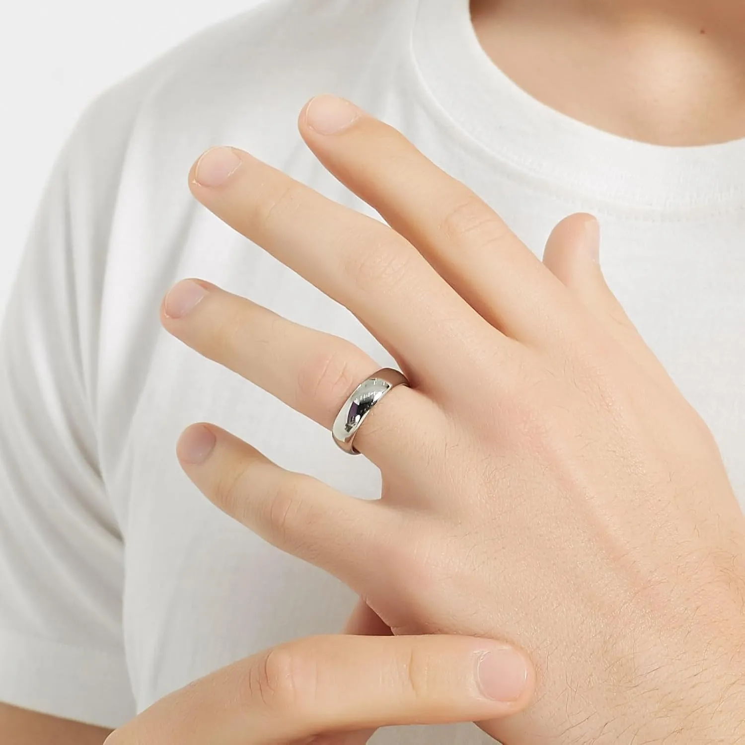 4mm 6mm Stainless Steel Rings Women Men High Polish Plain Dome Silver/Gold Wedding Band Comfort Fit