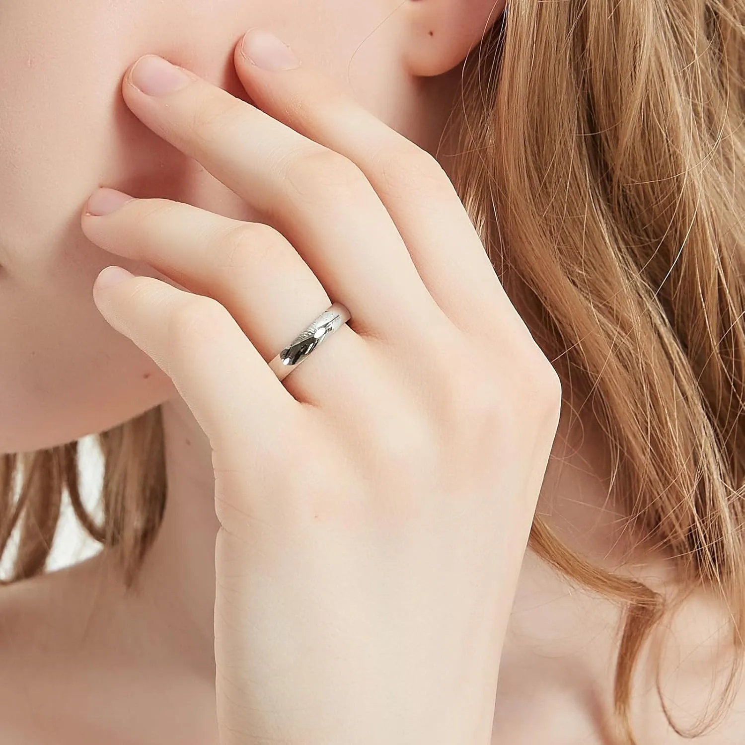 4mm 6mm Stainless Steel Rings Women Men High Polish Plain Dome Silver/Gold Wedding Band Comfort Fit